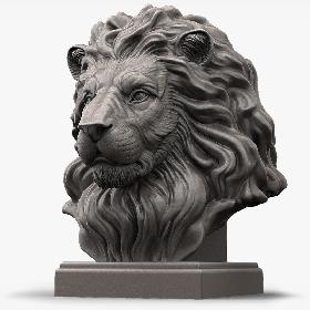 Lion Head Sculpture for 3d Printer
